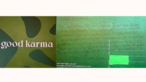 Handwritten card from a client