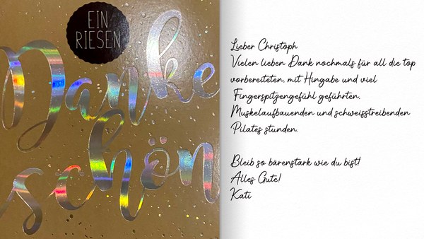 Thank-you card from a client